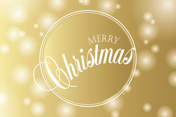 Merry Christmas hand lettering on gold background. Vector image. Merry christmas sign in a calligraphic style. Christmas calligraphy sign for flyer, poster, banner. Vector