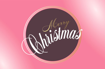 Merry Christmas hand lettering on pink background. Vector image. Merry christmas sign in a calligraphic style. Christmas calligraphy sign for flyer, poster, banner. Vector