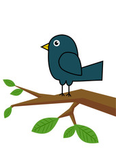 Blue bird on a tree branch