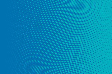 Blue Wavy pattern Halftone background. Comic dotted backdrop with circles, dots, rounds