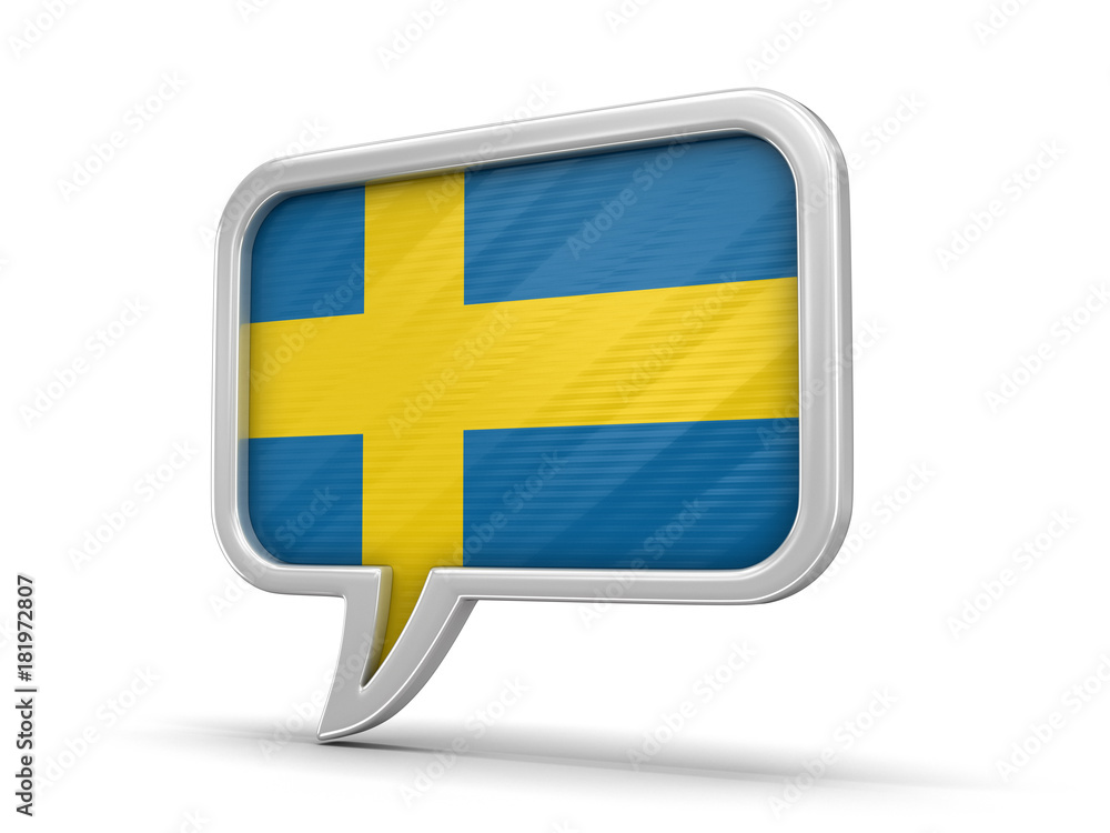 Poster speech bubble with swedish flag. image with clipping path