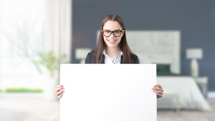 Young Business woman over interior background