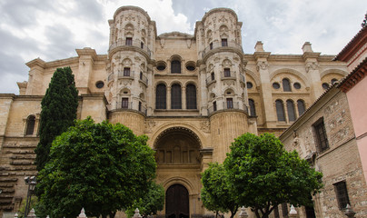 Fototapeta na wymiar View of Malaga Cathedral in Andalusia, Spain