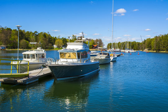 Boats at the harbour in Hanko city, Finland