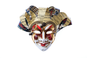 Harlequin handmade Venetian mask isolated on white background © Rawf8
