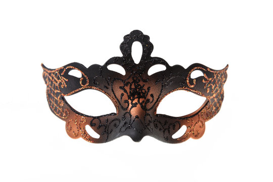 Brown Venetian carnival mask isolated on white background