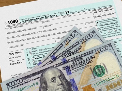 Tax Form 1040 And Dollars