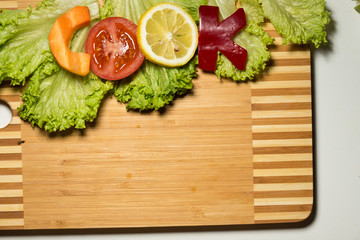 word from raw food on a board
