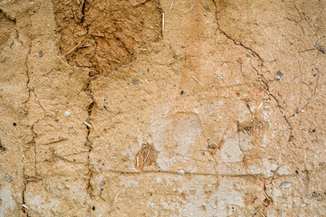 The texture of the old clay wall