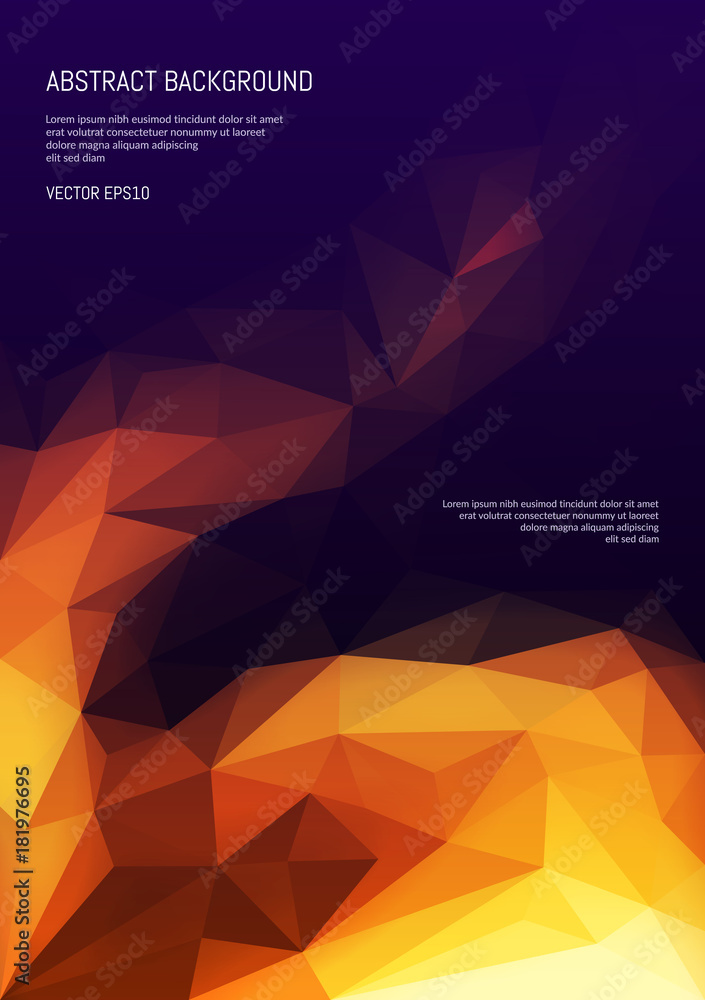 Poster abstract background in the polygonal style. three-dimensional geometric shapes. vertical format.
