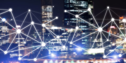 Modern wireless technologies as means of communucation and networking on dark background