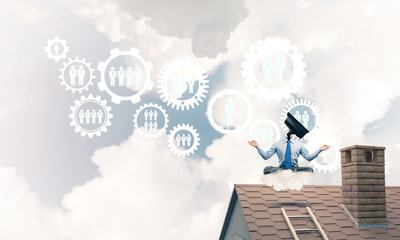 Concept of security and privacy protection with camera headed ma