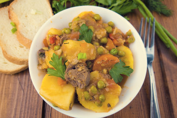 tasty stewed vegetables with meat