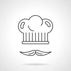 Chef hat and mustache flat line vector icon