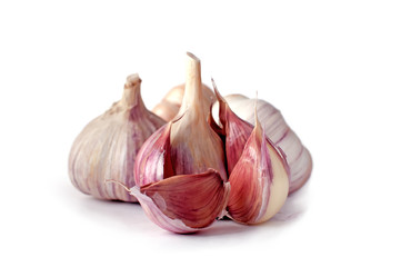  Garlic on white background.