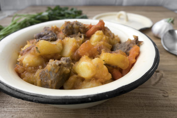 stewed vegetables with beans and meat
