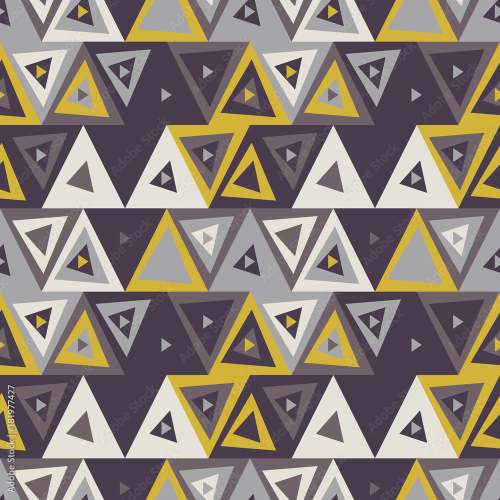 Poster abstract seamless pattern of triangles. funny background of geometric shapes.