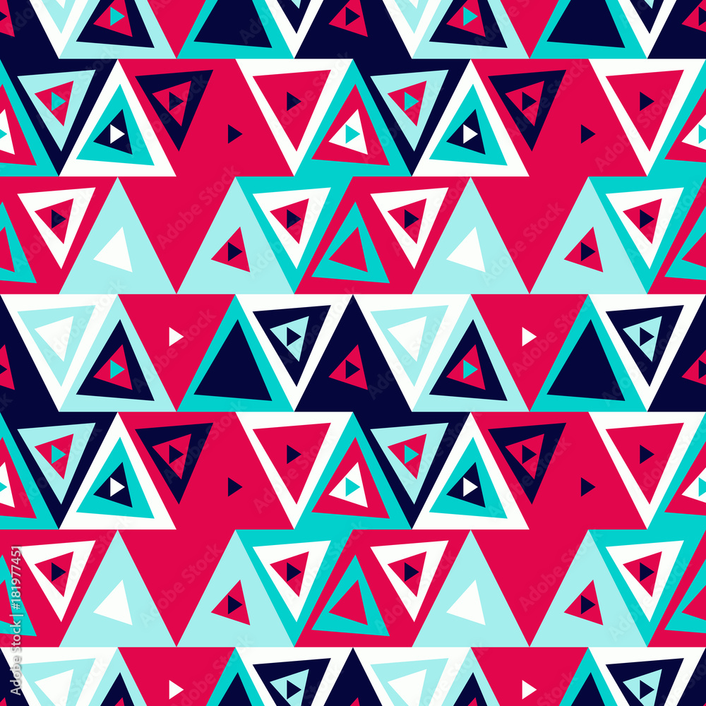 Poster abstract seamless pattern of triangles. funny background of geometric shapes.