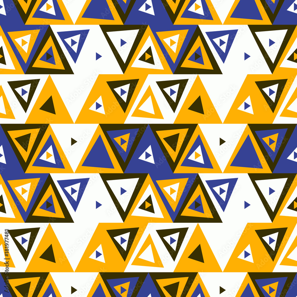 Poster abstract seamless pattern of triangles. funny background of geometric shapes.