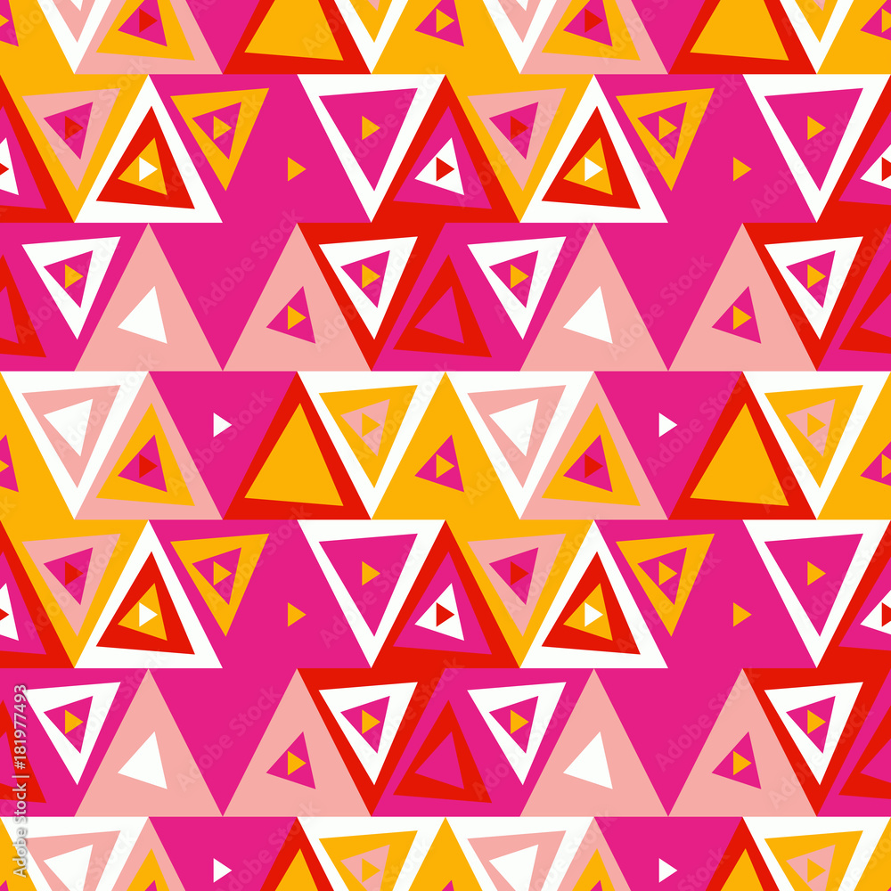 Poster abstract seamless pattern of triangles. funny background of geometric shapes.