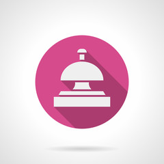 Hotel bell pink round vector icon