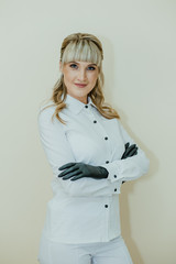 Sugaring. The girl beautician. Master of depilation sugar wax. Emotions.