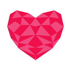 polygonal heart design icon flat