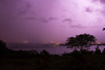 lighting, storm over the lake
