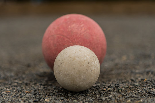 White Bocce Ball with Red Ball Centered