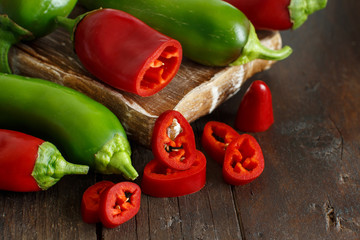 Red and green sweet peppers