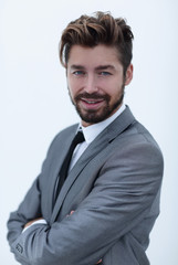 Portrait of a handsome man smiling, isolated on white