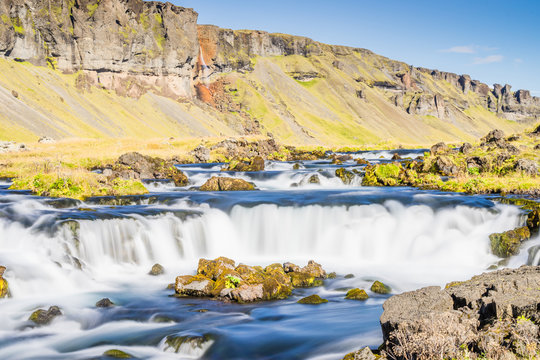 Small waterfall in Iceland near Dverghamrar