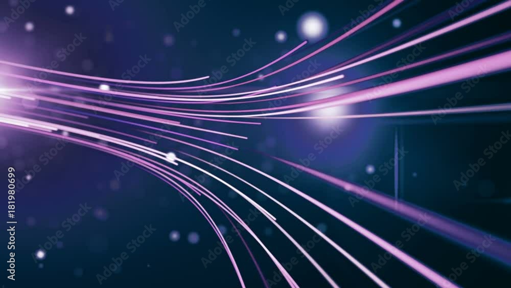 Poster seamless abstract background with animation moving of lines for fiber optic network