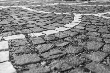paving stones in black and white