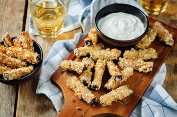 Baked Eggplant Fries with sauce