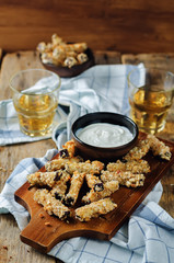 Baked Eggplant Fries with sauce