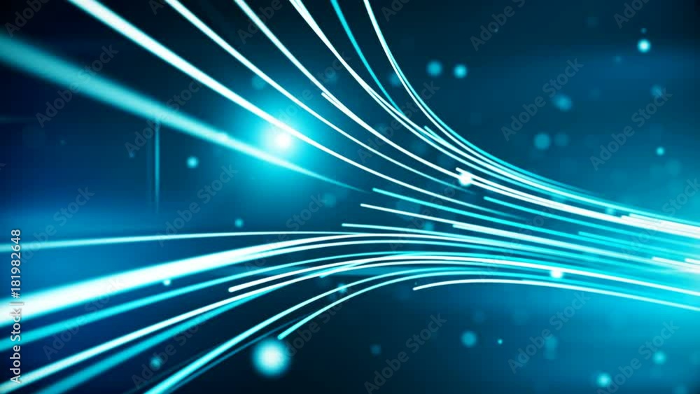 Poster seamless abstract background with animation moving of lines for fiber optic network
