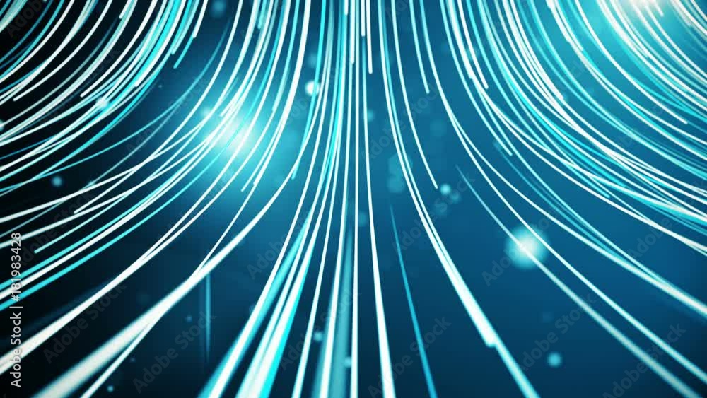 Poster seamless abstract background with animation moving of lines for fiber optic network