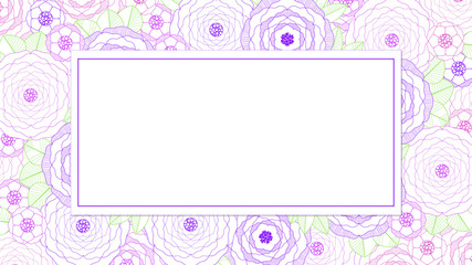 Vector illustration. A pattern of gentle contours of abstract colorful flowers with frame for text.