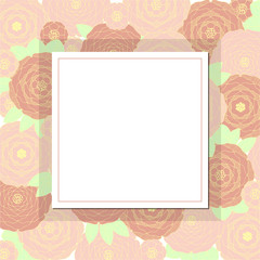 Vector illustration. The abstract pattern of delicate multicolored flowers with a square frame for text.