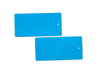 Two blank price tags mock up, isolated on white background