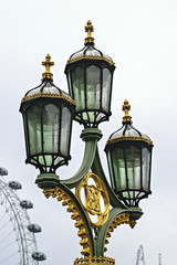 Fototapeta na wymiar Trio of lights on Westminster Bridge