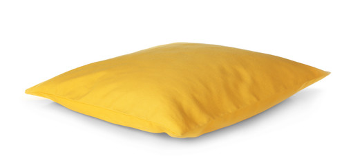 Soft yellow pillow, isolated on white