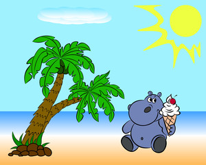 Hippopotamus on the beach