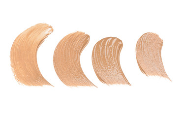 smeared foundation natural make up on white background