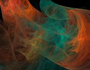 beautiful fractal orange and blue fire macro