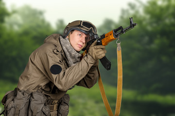Special forces soldier with rifle