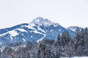 Fototapeta na wymiar Kitzbuehler Horn detail during winter, Going am Wilden Kaiser, Tyrol, Austria