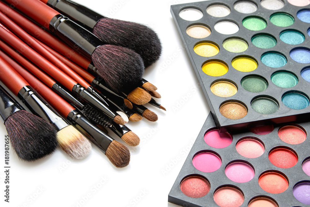 Canvas Prints Professional makeup brushes and eyeshadow palette