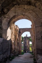Fototapeta na wymiar Sunny arches Severiane on the Palatine in Rome, Italy